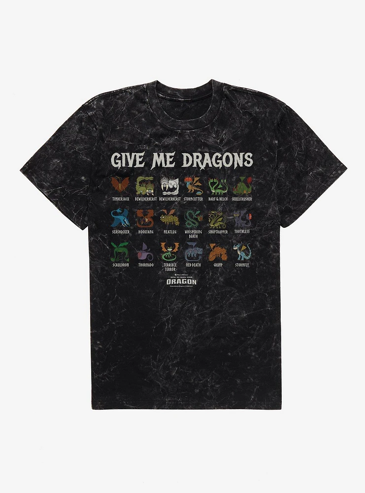How To Train Your Dragon Give Me Dragons Mineral Wash T-Shirt