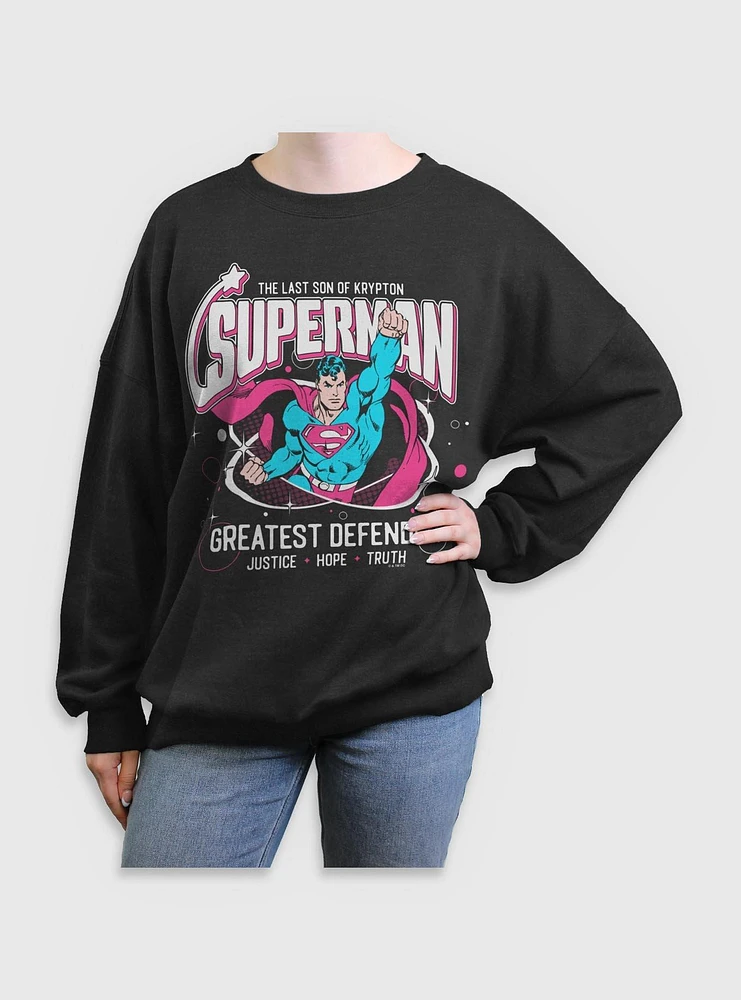 DC Comics Superman Greatest Defender Girls Oversized Sweatshirt BoxLunch Web Exclusive