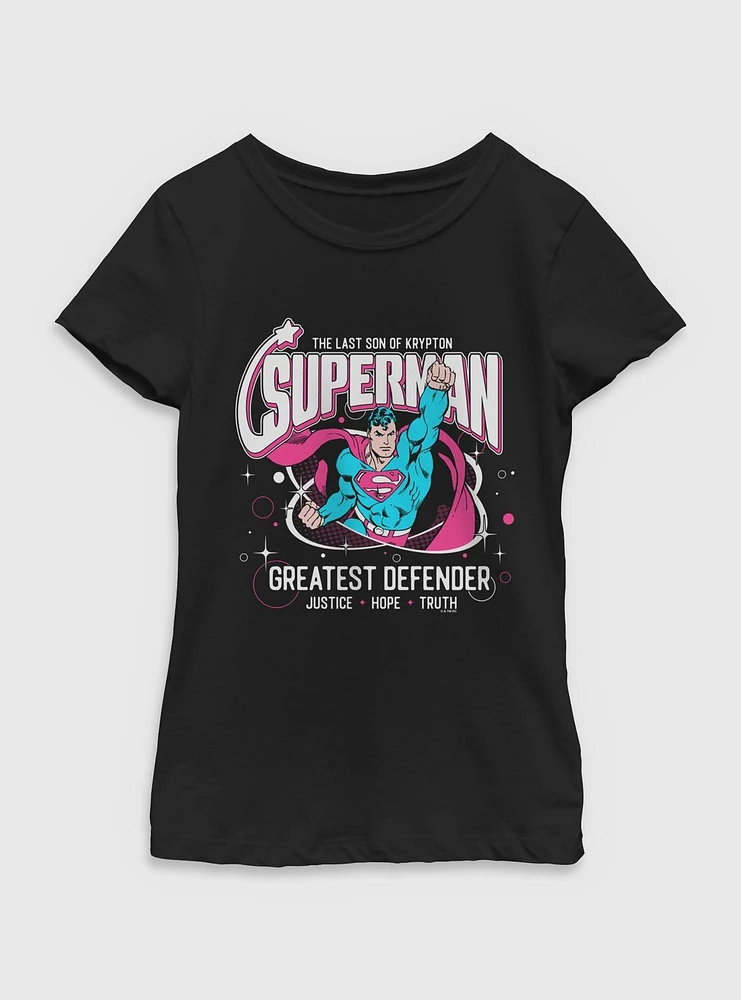DC Comics Superman Greatest Defender Youth Girls T-Shirt BoxLunch Web Exclusive