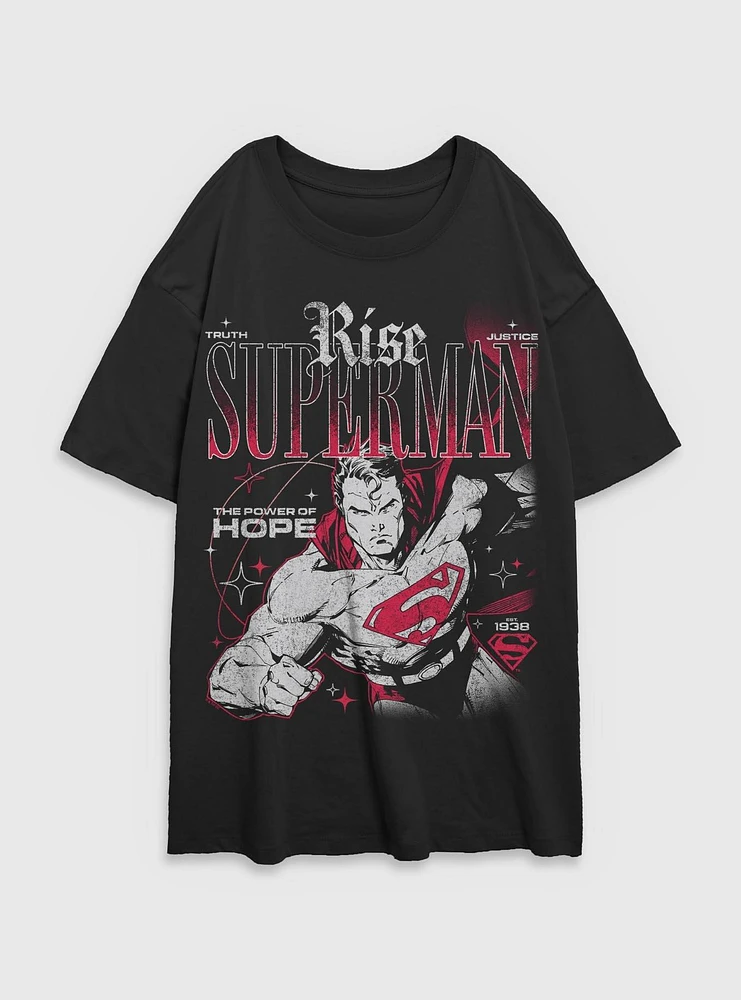 DC Comics Superman Rise Truth Justice Hope Girls Oversized T-Shirt BoxLunch Web Exclusive