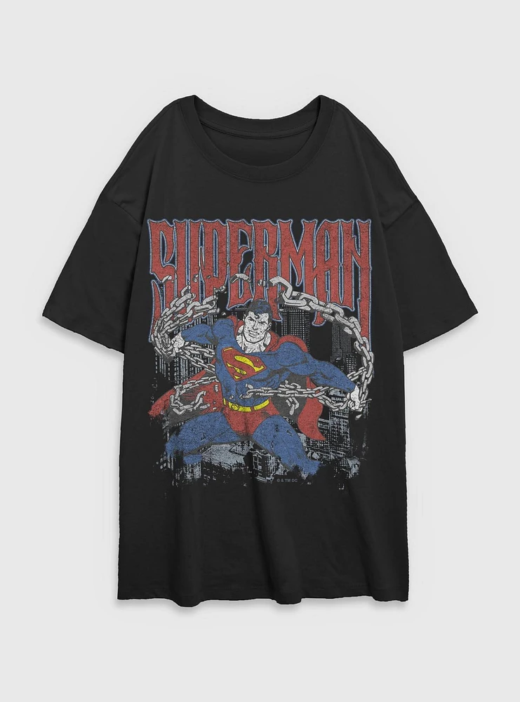 DC Comics Superman Unchained Girls Oversized T-Shirt BoxLunch Web Exclusive