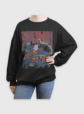 DC Comics Superman Unchained Girls Oversized Sweatshirt BoxLunch Web Exclusive