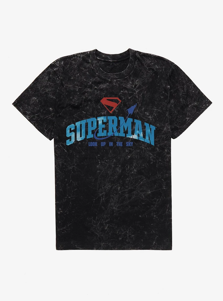 DC Comics Superman Look Up The Sky Logo Mineral Wash T-Shirt