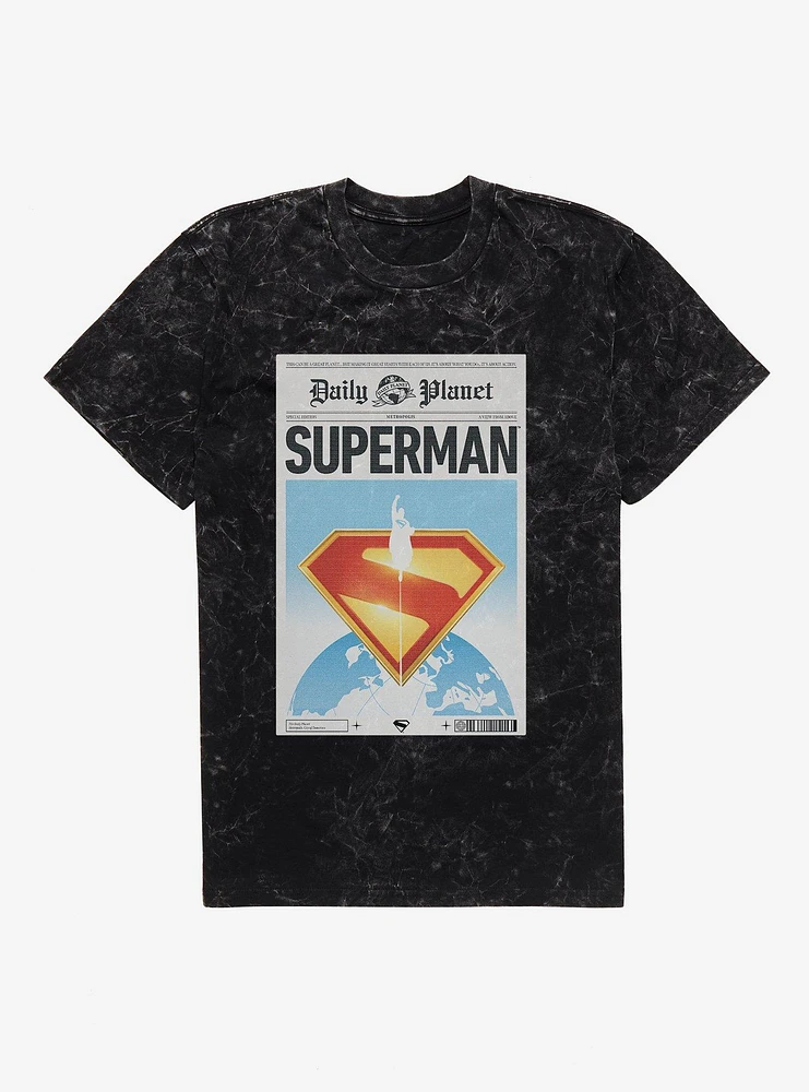 DC Comics Superman Daily Planet Front Page Mineral Wash T-Shirt