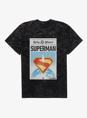 DC Comics Superman Daily Planet Front Page Mineral Wash T-Shirt