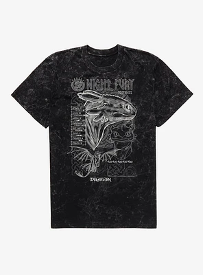How To Train Your Dragon Night Fury Stats Mineral Wash T-Shirt
