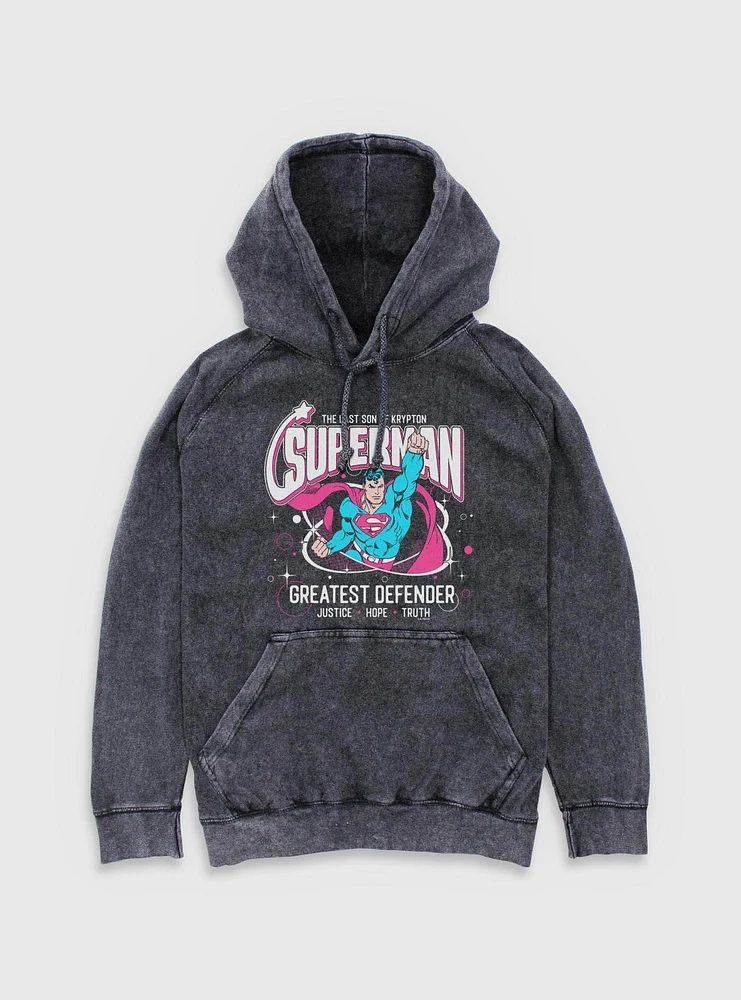 DC Comics Superman Greatest Defender Mineral Wash Hoodie BoxLunch Web Exclusive