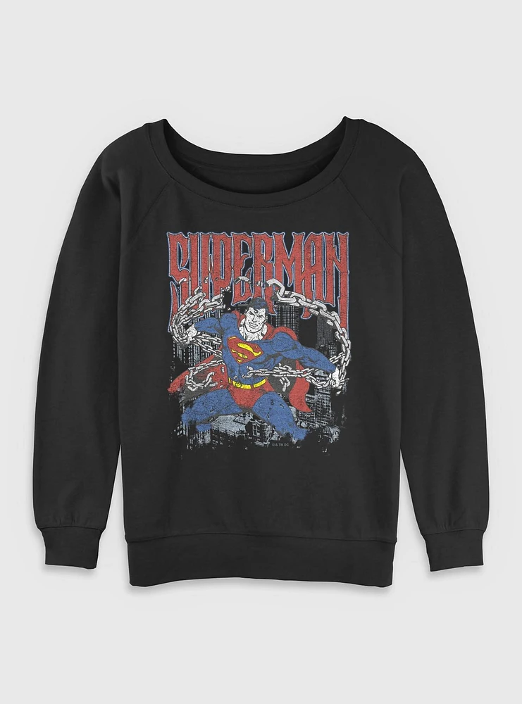 DC Comics Superman Unchained Girls Slouchy Sweatshirt BoxLunch Web Exclusive