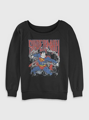 DC Comics Superman Unchained Girls Slouchy Sweatshirt BoxLunch Web Exclusive