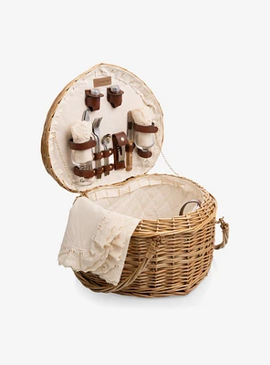 Antique White Heart Picnic Basket