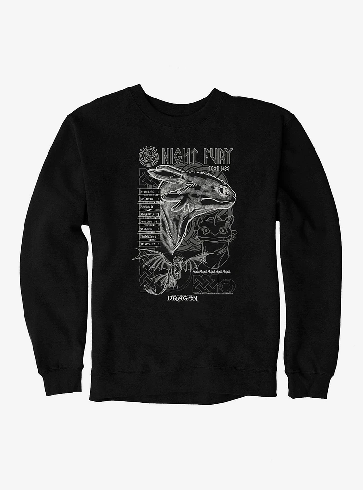How To Train Your Dragon Night Fury Stats Sweatshirt