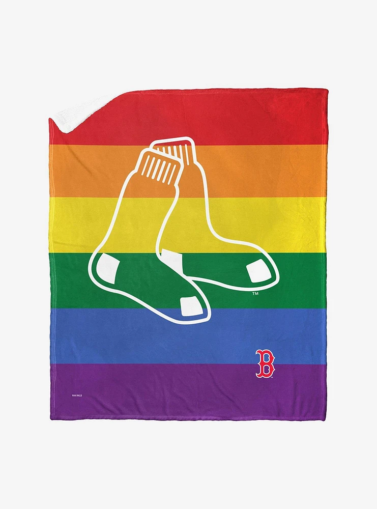 MLB Boston Red Sox Pride Series Silk Touch Sherpa Throw Blanket