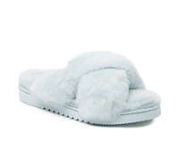 Fireside by Dearfoams Women's New Castle Genuine Shearling Cross Slide Slippers