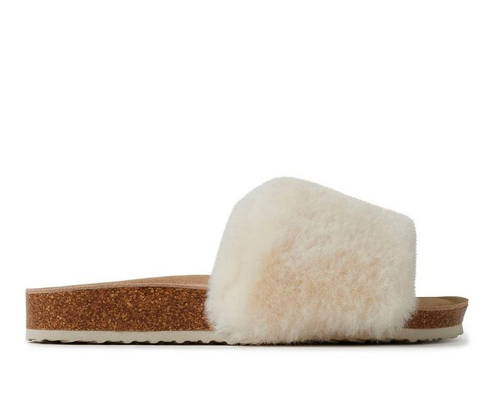 Fireside by Dearfoams Women's Canberra Genuine Shearling Slide Footbed Sandals