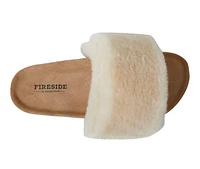 Fireside by Dearfoams Women's Canberra Genuine Shearling Slide Footbed Sandals