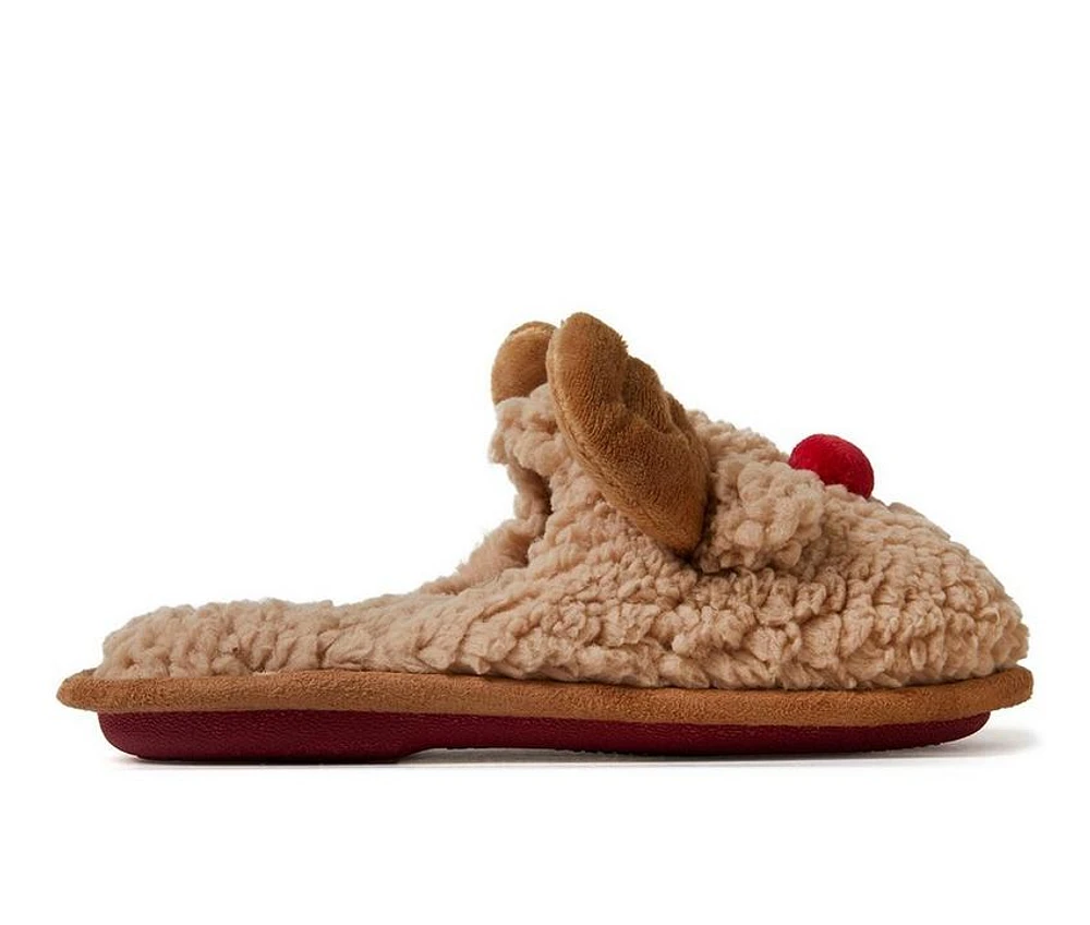 Dearfoams Kids Reindeer Scuff Slippers