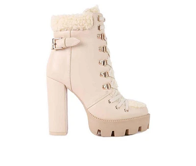 Women's London Rag Pines Lace Up Heeled Platform Boots