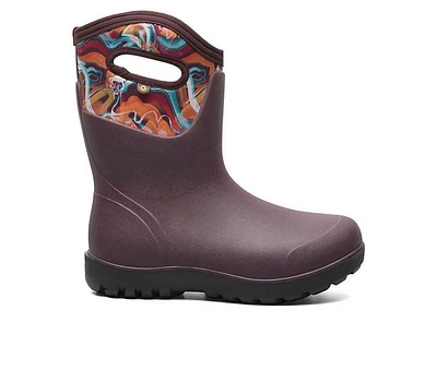 Women's Bogs Footwear Neo Classic Mid Glossy Abstract Rain Boots