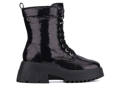 Women's Fashion to Figure Odessa Sequin Combat Booties