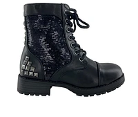 Girls' Gotta Flurt Little Kid & Big Swag II Sequin Short Shaft Combat Boot