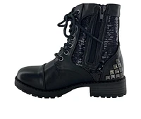 Girls' Gotta Flurt Little Kid & Big Swag II Sequin Short Shaft Combat Boot