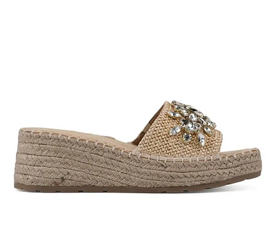 Women's White Mountain Stitch Espadrille Wedge Sandals