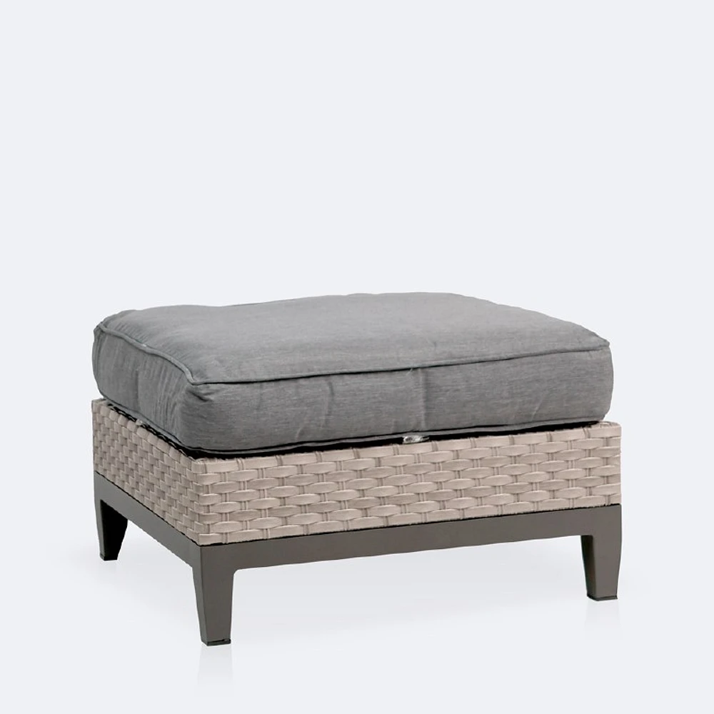 Catalina Ottoman- Taupe/Grey Wicker-Grey Cushions