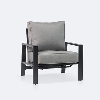 Axis Spring Club Chair - Black Frame -Dark Grey Cushions