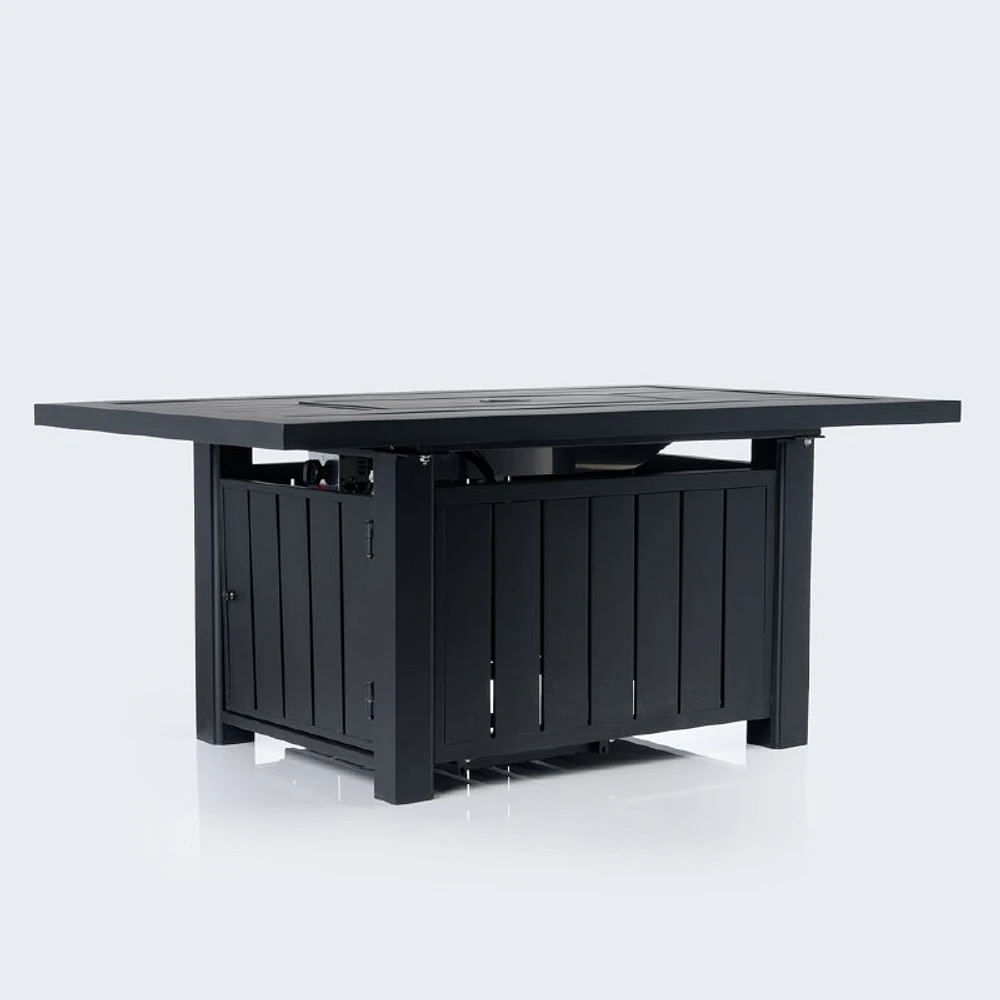 Belvedere 35"x56" Rectangular Firepit Table - Black