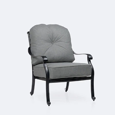 Blanca Club Chair – Black Tippet Frame – Dark Grey Cushions
