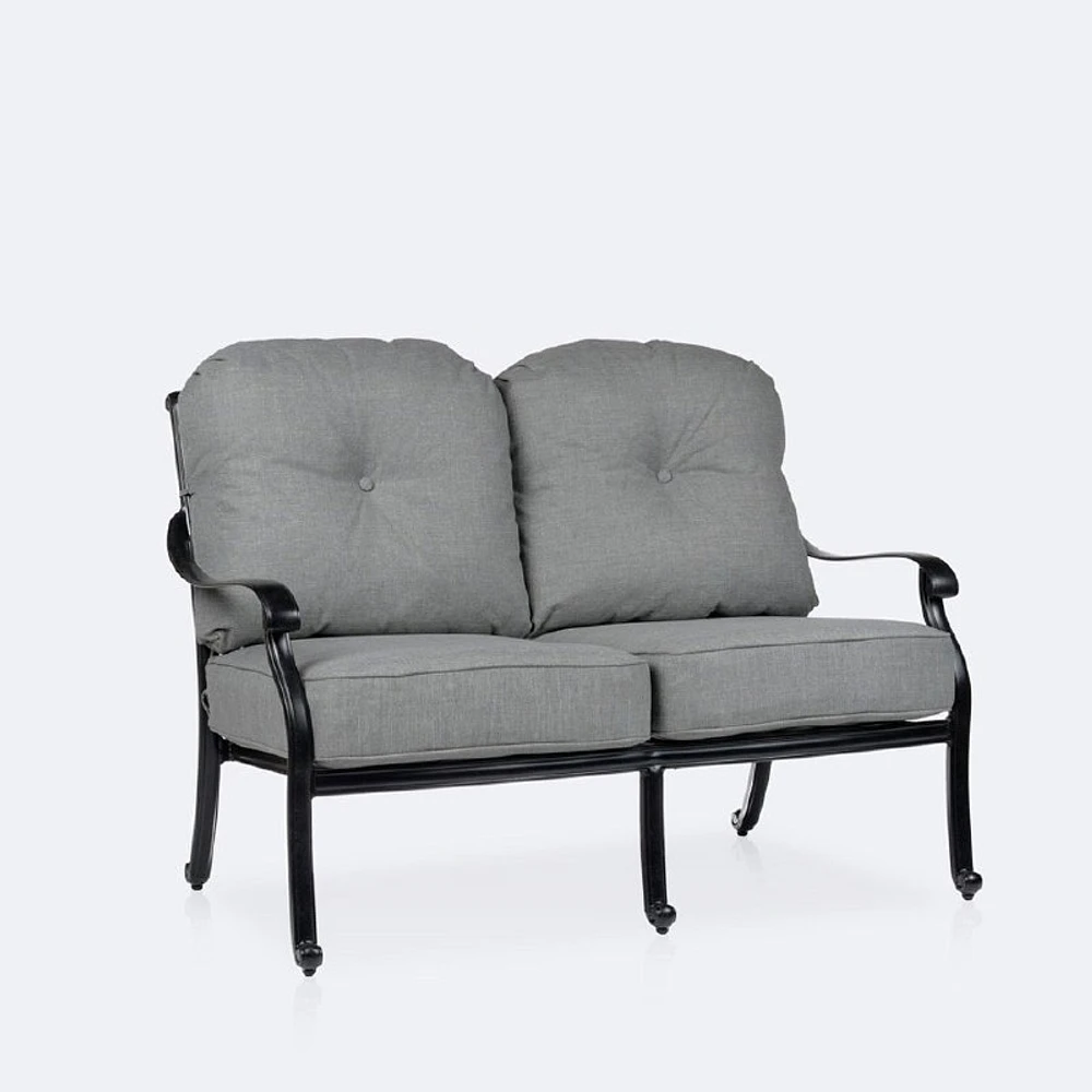 Blanca Loveseat – Black Tippet Frame – Dark Grey Cushions