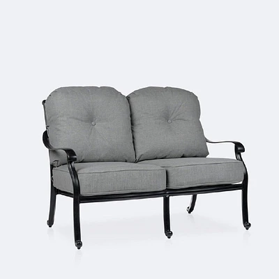 Blanca Loveseat – Black Tippet Frame – Dark Grey Cushions