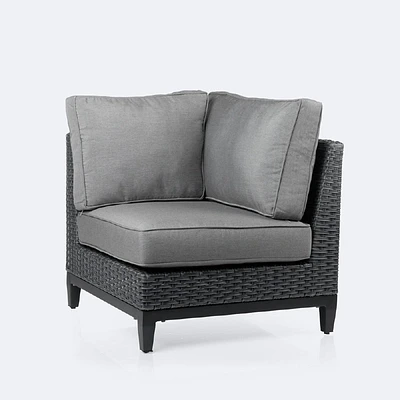 Carter Corner Chair - Black Wicker – Grey Cushions