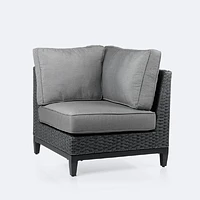 Carter Corner Chair - Black Wicker – Grey Cushions