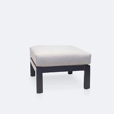 Cole Ottoman - Black Frame - Light Grey Cushion