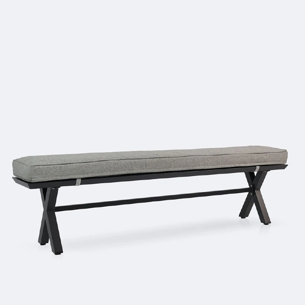 Dakota Bench - Black Frame, Grey Cushion