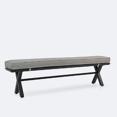 Dakota Bench - Black Frame, Grey Cushion