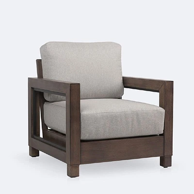 Denver Club Chair – Brushed Chocolate Frame - Tan Cushions