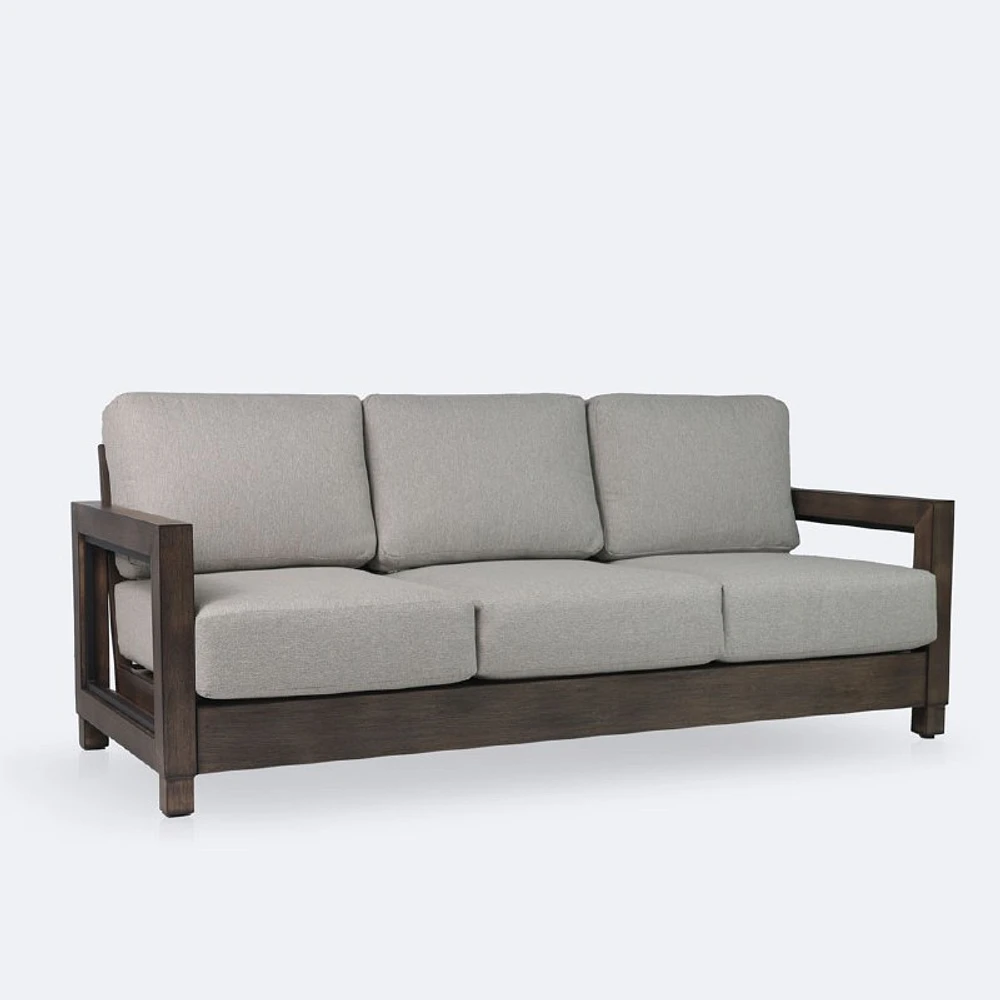 Denver Sofa - Brushed Chocolate Frame - Tan Cushions