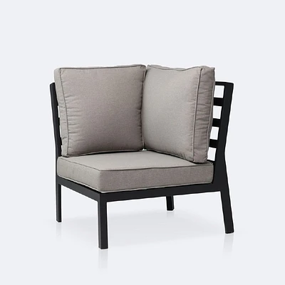 Elloise Corner Chair- Black Frame, Grey Clay Cushions
