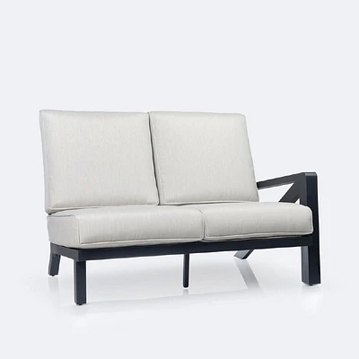 Eros Right Hand Facing Loveseat, Black Frame, Sand Cushions