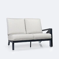 Eros Right Hand Facing Loveseat, Black Frame, Sand Cushions
