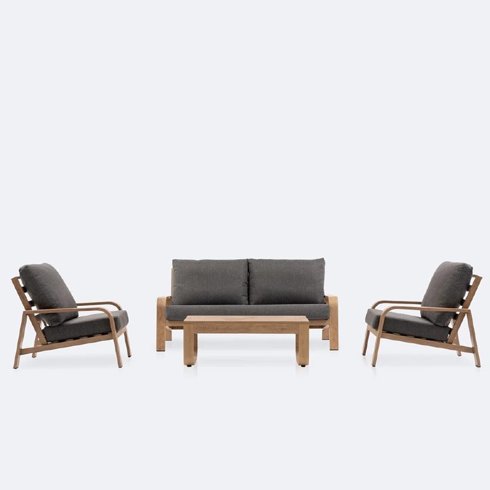 Harbour Conversation Set - Woodlook Frame - Dark Grey Cushions
