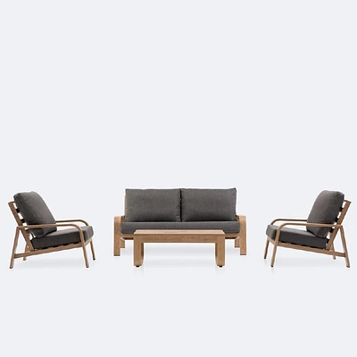 Harbour Conversation Set - Woodlook Frame - Dark Grey Cushions
