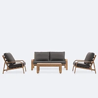 Harbour Conversation Set - Woodlook Frame - Dark Grey Cushions