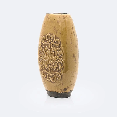 Ceramic Mustard Floral Vase