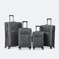 4-Piece Soft Side Spinner Wheels Luggage Set- Grey