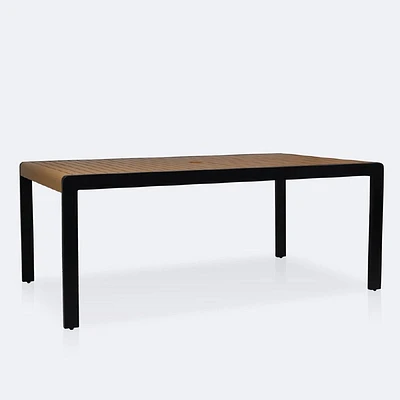 Napa Dining Table - Black Frame - Wood-look Slat Table Top