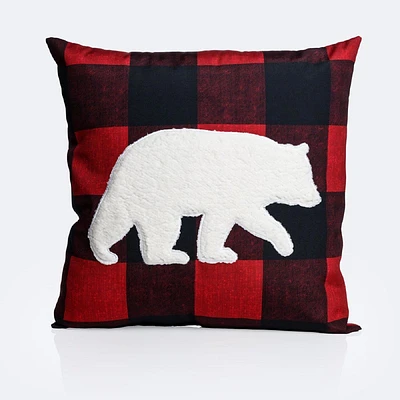 18"x18" Throw Pillow-Bear Buffulo Check