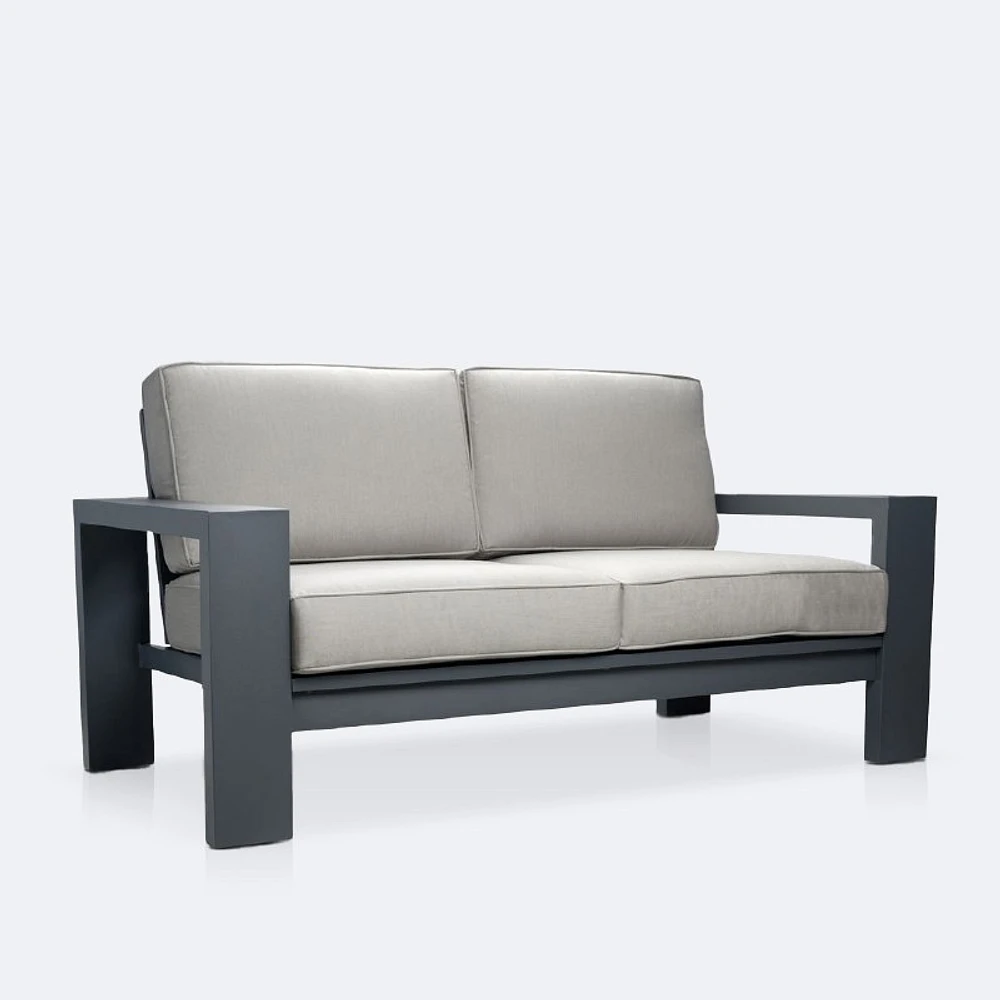 Shoreline Loveseat - Dark Grey Frame, Spectrum Dove Cushions